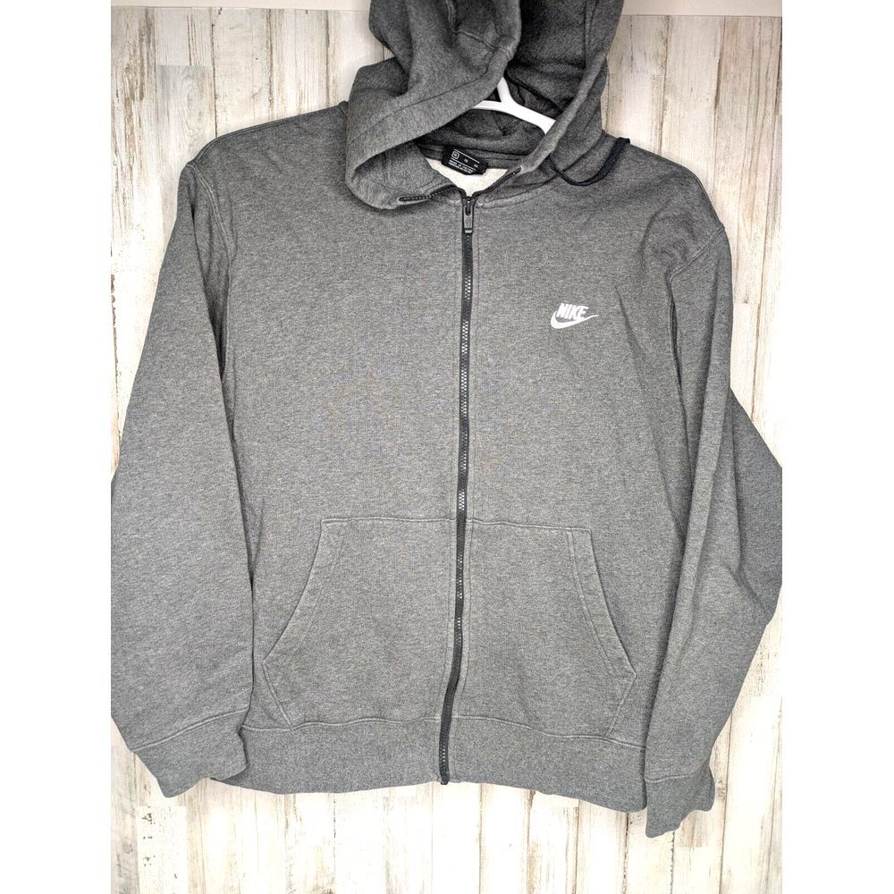 Nike Sportswear Club Fleece Hoodie Size XL Full Zip Charcoal Gray BV2645-071‎